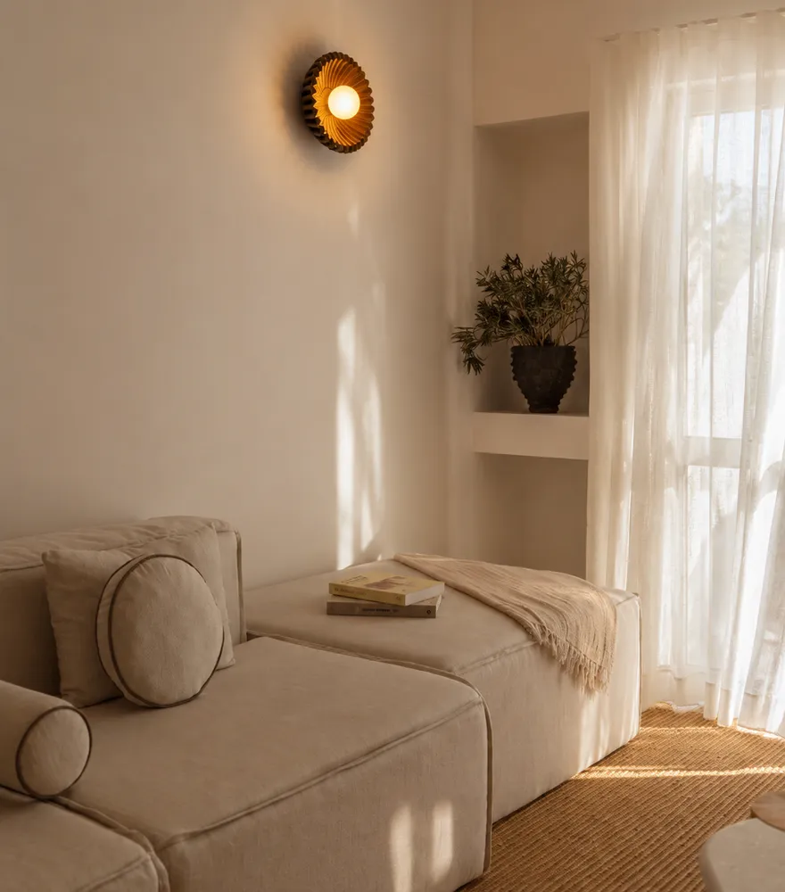 Corner of the living room in afternoon light